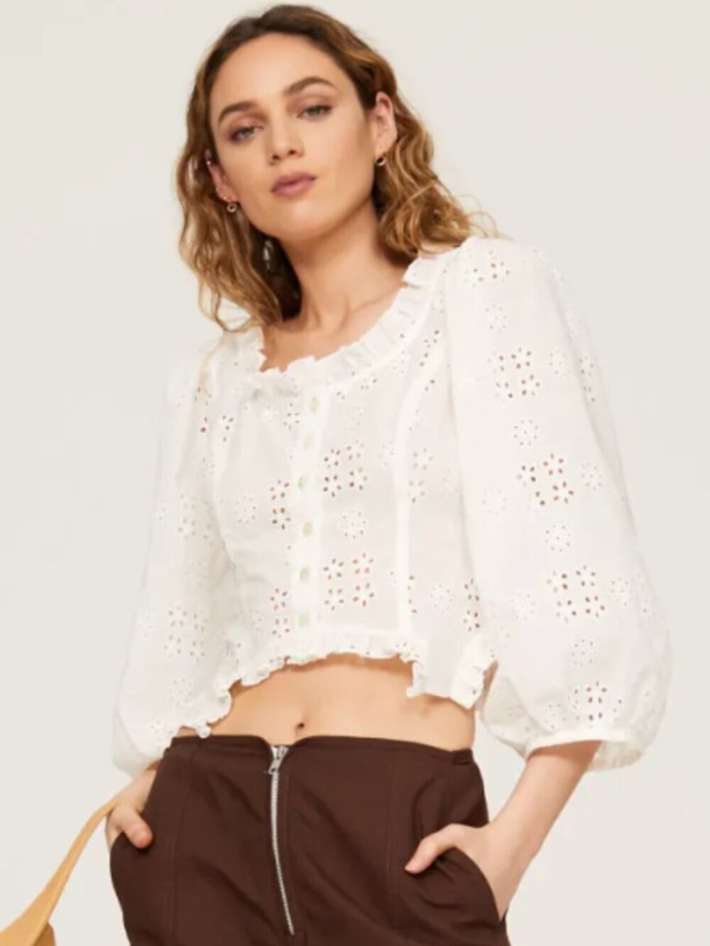 SANDY LIANG Palisades White Eyelet Top Size XS 2